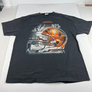 VTG CSA NFL Cincinnati Bengals Football Shirt Extra Large Black Faded Helmet Tee